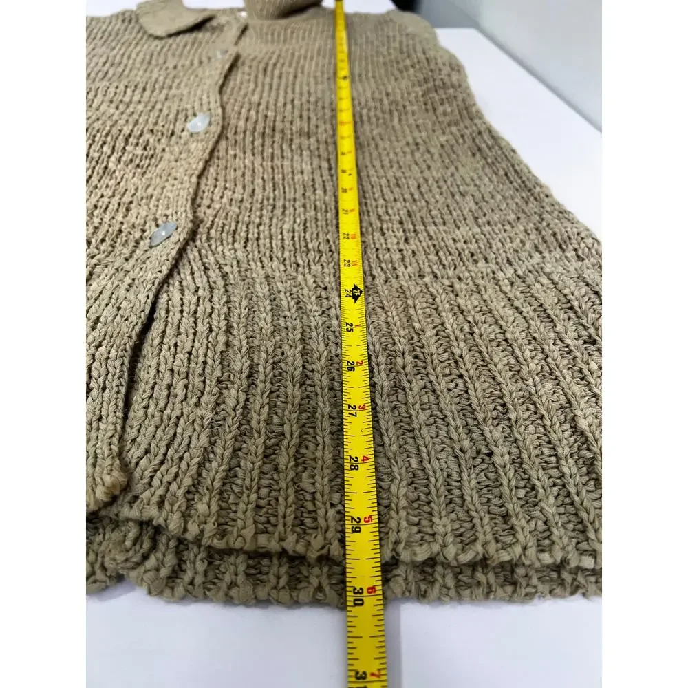 Vintage 90s Max Studio Longline Tan Knitted Cardigan L - Picture 7 of 8